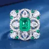 Nuevo conjunto de joyería retro europeo y americano chapado en cobre y oro, color simulación tesoro, conjunto de diamantes de colores rectangulares, piedra principal femenina 8*10