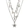 Collar con Borlas de Estrella de Cinco Puntas Transfronterizo Set de 2 Piezas Estilo de Doble Capa Sencillo Ins Accesible Lujo Collar