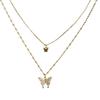 Collar de Mariposa de Doble Capa para Mujer, Diseño de Nicho de Moda, Cadena para Clavícula Simple y a la Moda, Antidesvanecimiento