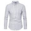Camisas de Moda para Hombre de Primavera y Otoño Transfronterizas, Camisas de Manga Larga, Camisas de Poliéster Rayadas Casuales para Hombre