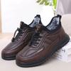 Sapatos de Couro Quentes de Inverno Sapatos de Algodão Masculinos com Forro de Lã Espessados Quentes e Antiderrapantes Sapatos Esportivos para Meia-idade e Idosos