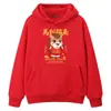 Moletom Vermelho com Capuz para Homens e Mulheres, Ano do Cavalo 2026, Roupa do Ano Zodiacal, Festa de Véspera de Ano Novo 12