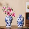 Vasos de Cerâmica de Jingdezhen Enfeites Sala de Estar Acessórios para Casa Antigo Chinês Decorativo Vaso para Flores Secas Cachepô Enfeites