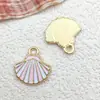 20 Tipos de Pingentes de Concha de Vieiras com Gotejamento de Óleo, Acessórios com Decoração de Pérolas Artificiais, Pingentes para Pulseira, Colar, Chaveiro DIY