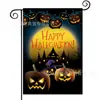 Bandeira Popular de Jardim para Halloween da Amazon Rosto de Fantasma de Abóbora Impresso Material de Linho Bandeira de Decoração para Jardim Externo