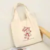 Bolso de lona simple estilo coreano con estampado lindo, bolso tote para estudiantes para la clase, bolso de hombro fresco y simple, versátil