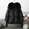 Nueva temporada 2026 chaqueta corta de moda para mujer estilo coreano, suelta, de algodón, con cuello de pelo extragrande y acolchado grueso