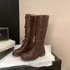 Nuevas botas de motocicleta de otoño e invierno para mujer, elegantes con hebilla de cinturón, efecto desgastado vintage, tacón grueso, caña media-alta, otoño e invierno