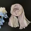 Exportado para a Coreia/ Lenço de Seda Longo Bicolor em Tecido Misto para Mulheres, Lenço Tie-Dye Fino e Versátil, Lenço Estilo Japonês para Primavera e Outono