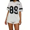 Verano Nuevo Transfronterizo Estilo Europeo y Americano Ins Estilo Callejero Simple Versátil Casual Holgado Estampado de Letras Camiseta de Manga Corta para Mujer