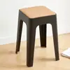 Taburete de Plástico Engrosado para Uso Doméstico, Extra Grueso, Moderno y Simple, Apilable, Cómodo para Estar Sentado Largo Tiempo, Taburete Alto Redondo, Banco