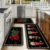 Felpudo de decoración navideña transfronterizo, alfombrilla de cocina de terciopelo de cristal, absorbente de agua y aceite, antimanchas, alfombra de fácil cuidado