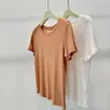 Camiseta casual deportiva de manga corta con cuello redondo, corte clásico, color toronja, ajuste slim fit para mujer, ligera para el verano, 100% algodón