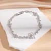 Pulsera Colgante de Hoja y Flor Transfronteriza para Mujer, Flor de Cielo Estrellado Azul, Exquisita Pulsera de Moño de Zirconia, Joyería de Moda