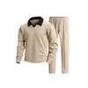 Cross2026 Otoño Xi Yin Amazon Moda 3D Simple Textura Suelta Conjunto de Sudadera con Capucha POLO y Pantalones Largos Talla Europea