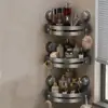 Estante de Baño con Ventosa Montado en la Pared Organizador de Almacenamiento de Tres Niveles Acero Inoxidable de Alta Carga Estante de Esquina de Pared