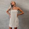 Vestido de Lino con Tirantes de Verano 2026 para Mujer, Moda Europea y Americana, Vestido Recto de Trabajo Caqui, Ropa Corta para Mujer
