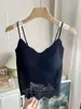 Camisola para mujer con sujetador incorporado y tirantes de encaje, diseño sin espalda invisible, adecuada para principios de otoño, con almohadillas en el pecho