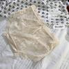 Elegante Ropa Interior de Malla de Encaje de Seda para Mujer de Cintura Media con Bolsa en Cadera Transpirable Entrepierna de Seda de Morera Calzones Sexy para Dama