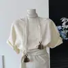 Brocado Oriental Lenço de Seda Longo com Franjas Vintage, Novo Estilo Coreano de Primavera, Acessório de Fita Versátil, Lenço de Pescoço