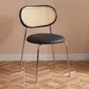Silla de Mimbre Sintético Estilo Ins Nórdico Crema para Hogar Mid-Century Silla de Respaldo para Balcón Minimalista Silla Retro Silla de Comedor