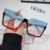 Nuevas gafas de sol de metal de media montura europeas y americanas, modernas gafas de sol de un solo cuerpo sin marco, de borde cortado, delgadas, gafas anti-UV para mujer