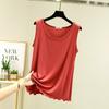 Chaleco modal de verano para mujer, talla grande, cuello redondo, fino, sin mangas, holgado, ajustado, para combinar con todo.