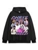 Camiseta Vintage Hip-Hop Chris Brown Chris Brown Estampada de Manga Curta Moletom Pesado com Capuz de Manga Longa