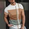 Camiseta de Manga Corta a Rayas con Bloques de Color de Verano para Hombre Cross-Border 2026 Estilo Europeo y Americano Bloques de Color Casual Top de Cuello Redondo Venta al por Mayor en Stock