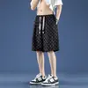Shorts casuales de verano con estampado completo, antiarrugas, secado rápido para hombre, pantalones versátiles de marca de moda, shorts estilo Hong Kong de alta calle para hombres de talla grande y alta