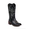 Botas hasta la pantorrilla botas vaqueras occidentales punta cuadrada botas Martin bordadas tacón grueso tacón medio botas de montar versátiles retro étnicas para mujer