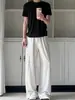 Calça Casual Masculina Estilo Japonês Sem Cadarço Design Plissado de Outono Textura Pesada Caimento Solto Perna Reta Caimento Casual