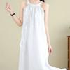 Nuevo Vestido Azul de Verano con Diseño Francés, Vestido Largo sin Mangas de Cuello Halter, Vestido para Sesión de Fotos de Vacaciones