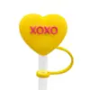 Tampas de silicone para canudos em formato de coração de desenho animado, mais vendidas internacionalmente, em estoque, tampas personalizadas para canudos de bebidas e chás de leite para o Dia dos Namorados, tampas à prova de poeira