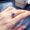 Anillo de Tanzanita Natural Anillo de Granate Rojo Sangre de Paloma Cristal Full Light Lujo Elegante Estilo Retro Boutique Regalo