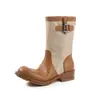 Botas Martin de Moda Estilo Británico Color Block de 4 cm 2026 Otoño/Invierno Nuevas Punta Redonda Tacón Grueso Sin Cordones Casuales Botas Western