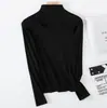 Nueva Camiseta Básica de Mujer Otoño/Invierno 2026, Se Puede Usar como Ropa Exterior, Cuello Semi Alto, Camiseta con Calados al Frente, Top Adelgazante de Manga Larga