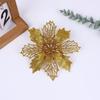 Flores de Natal de 16cm com Pó Dourado Flores de Plástico Flores Artificiais para Festa de Natal Decoração DIY Flores de Natal no Atacado