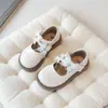 Zapatos Mary Jane de Cuero para Niñas, Zapatos de Princesa de Suela Blanda para Primavera y Otoño, Zapatos Blancos y Negros con Lazo para Actuaciones Escolares Infantiles