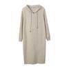 Vestido con capucha de color para mujer de talla grande hasta la rodilla otoño/invierno recto suave ceroso estilo holgazán falda de lana 411770