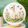 Novo Kit de Material para Bordado Floral de Alpaca Fofo DIY, Conjunto de Bordado Terapêutico Feito à Mão para Decoração de Casa, Atacado