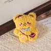 Lindo peluche de oso amarillo oso cabeza broche accesorio llavero DIY colgante para mochila de estudiante adorno de graduación