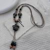 Novo estilo chinês retro cerâmica flor colar de contas estilo étnico feminino artístico elegante longa corrente de lã acessórios de moda