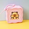 Porta-moedas de Silicone Labubu para Crianças Capivara Bolsa Pequena Fofa Criativa Colorida Bolsa Quadrada Pequena Pingente de Bolsa
