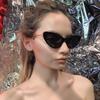 Gafas de sol Jamie 5091 de Moda Europea y Americana con Incrustaciones de Diamantes Estilo Ojo de Gato para Mujer con Bisagras de Resorte, Gafas de Sol Retro de Dos Tonos con Degradado Transfronterizas
