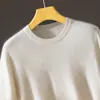 Nuevo suéter de cachemir Bai Cai Rong para hombre, cuello redondo plano, otoño 2026, casual de negocios, lujo ligero, versátil, corte holgado, manga corta