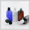 Garrafa Azul com Tampa de Borboleta 220ml, Frasco para Loção de Água, Garrafa PET com Tampa Flip-Top 220ml, Frasco para Limpador Facial, Frasco Refil para Gel de Banho
