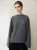 Suéter de punto trenzado 100% cachemira estilo perezoso de otoño e invierno para mujer, jersey de cuello redondo, capa base holgada de manga larga