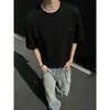 Camiseta de gamuza de manga corta para verano, corte holgado, top de media manga, camiseta elegante de manga corta para hombre, diseño de retazos, marca de moda, resistente