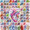 50 Pegatinas Coloridas de Corazón Anatómico, Graffiti Personalizado de Órganos Humanos Pegatinas Decorativas Impermeables para Maleta Cuaderno